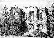 Blansek  zbytky hradnho palce na kresb M. Trappa (1860)