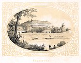 Roudnice nad Labem  litografie H. W. Rau (1852)