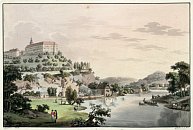 Hlubok nad Vltavou na obraze Karla Postla podle L. Janschy (kolem r. 1805)