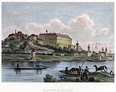 Roudnice nad Labem  kolorovan oceloryt z Meyers Universum (kolem 1850)