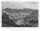 Karlovy Vary od Belvedere  Ch. Rosse podle J. Poppela, oceloryt (1842)