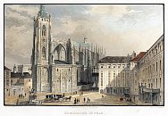 Praha  chrm sv. Vta  F. Gurk, kolorovan oceloryt (1840)