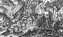 Karlovy Vary  hrad na rytin J. Cata (1625)