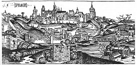 Prask hrad  nejstar vyobrazen z Schedelovy kroniky (1494) ped vladislavskou pestavbou