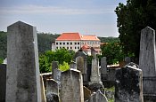 Dolní Kounice – zámek (hrad) ze židovského hřbitova