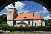 Těchlovice – kostel Stětí sv. Jana Křtitele od tvrze