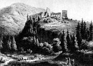 Velhartice  litografie A. Hauna z doby kolem r. 1860