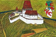 Zlenice  prvn fze hradu (detail) podle P. Chotbora