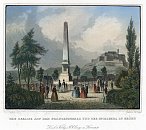 Brno a Špilberk – J. Poppel podle K. Würbse, kolorovaný oceloryt (1842)