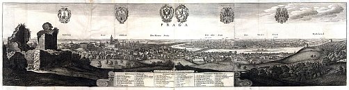 Praha – rytina Václava Hollara (1649) podle kreseb z roku 1636