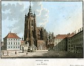 Pražský hrad – chrám sv. Víta od J – obraz Vincence Morstadta (1825)