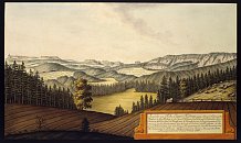 Vyhled z Hohe Leipper Hofberge (?) u Hrenska k zapadu  Johann Venuto podle Rainera Mussiala (1815)