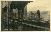 Český Krumlov (most Na plášti) – pohlednice (1928)