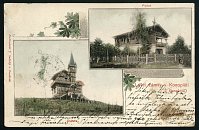 Konopiště – lovecké zámky Dubsko a Frýdek – pohlednice (1901)