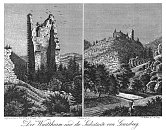 Kyšperk – strážní věž a JV strana – J. Richter podle F. A. Hebera a K. Brantla (1846)