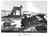 Levý Hradec – J. Fark podle F. A. Hebera (kolem 1845)