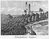 Nový hrad u Adamova a Starý hrad (mylně uvedeno Čertův hrádek) – J. Richter podle F. A. Hebera (1848)