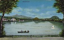 Dvn (vpravo za jezerem)  pohlednice (1914)