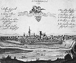 Moravská Ostrava od Slezskoostravského hradu (kolem r. 1728)