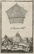 Ostrý Kameň – rytina J. Nypoorta z učebnice geometrie (1698)