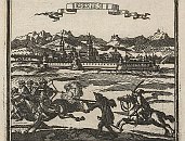 Prešov a okolní hrady – výřez z rytiny J. Nypoorta (1658)