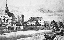 Opava – zámek a johanitská komenda na kresbě F. Biely (1813)